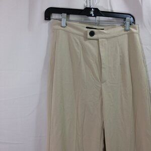 Pull & Bear Pants Wide Leg Office Career NEW Beige Viscose Stretch Blend Size 4